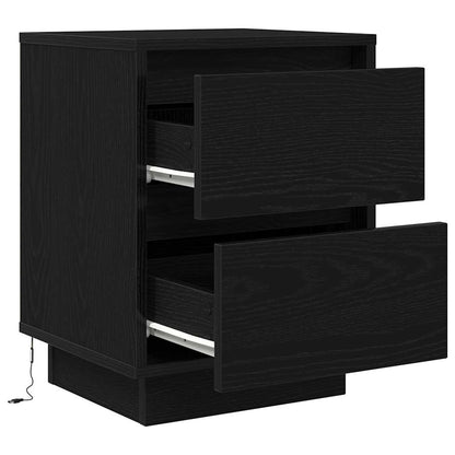 vidaXL Tables de chevet avec lumières LED 2 pcs Noir 38x34x50 cm