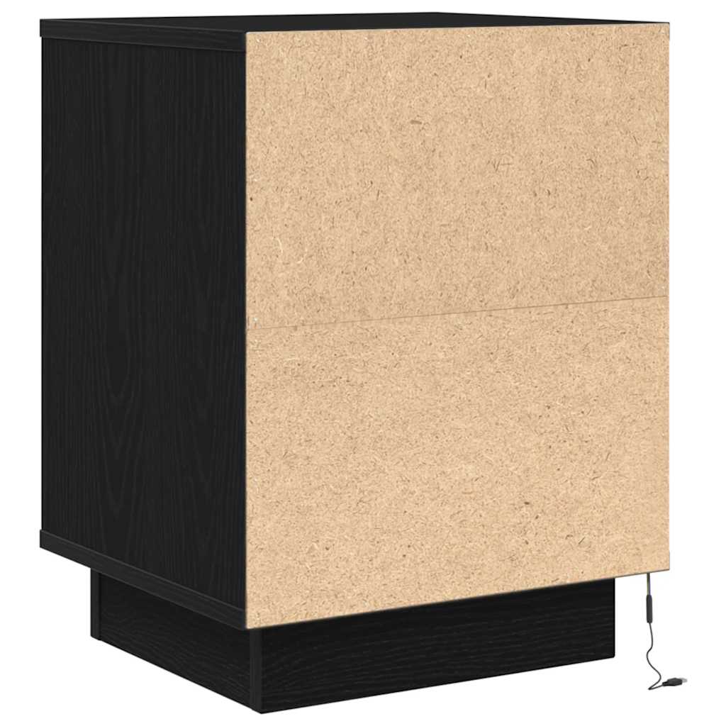 vidaXL Tables de chevet avec lumières LED 2 pcs Noir 38x34x50 cm