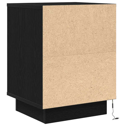 vidaXL Tables de chevet avec lumières LED 2 pcs Noir 38x34x50 cm