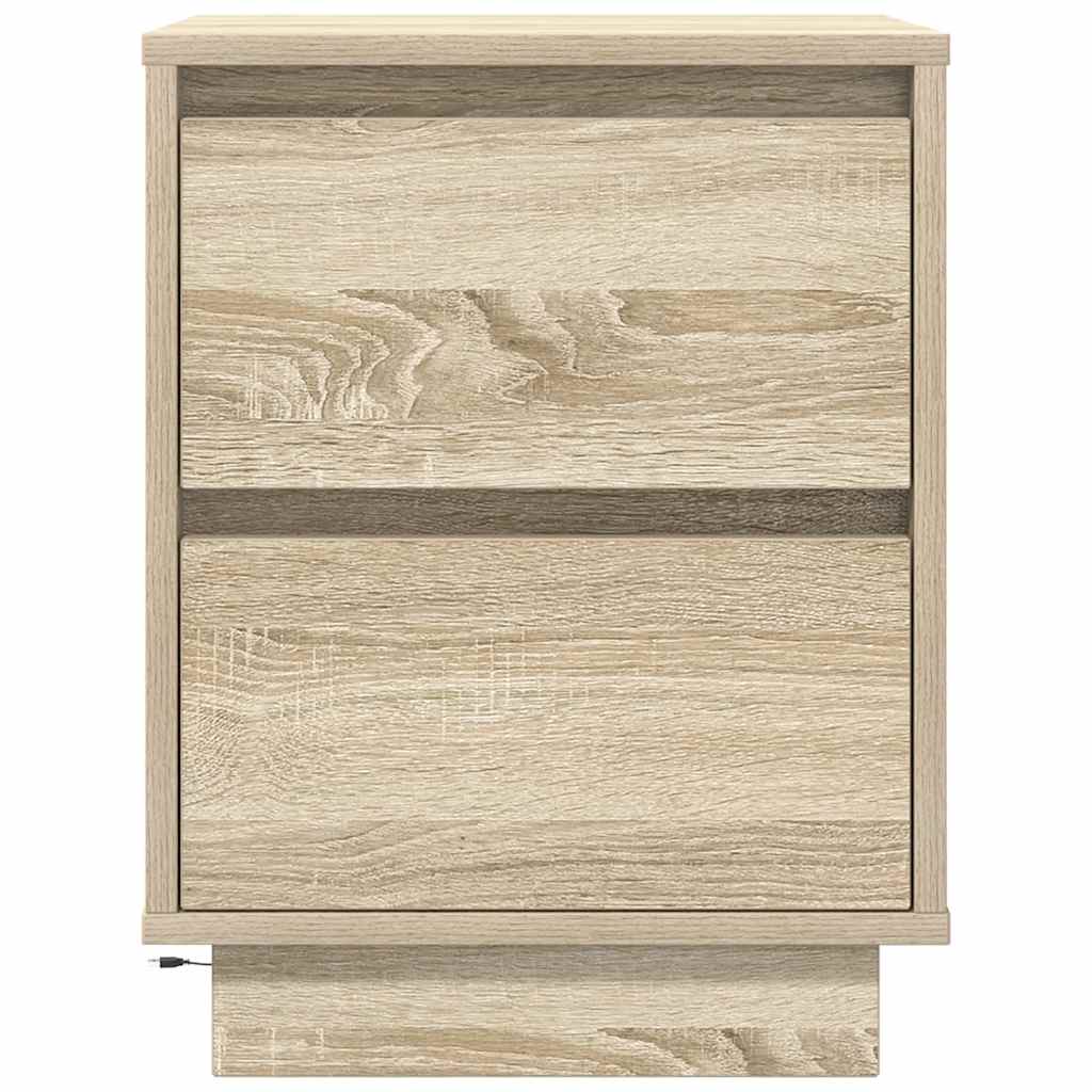 vidaXL Nachttisch mit LED-Leuchten Sonoma-Eiche 38x34x50 cm