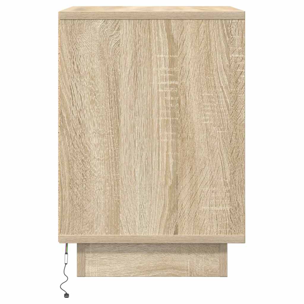 vidaXL Nachttisch mit LED-Leuchten Sonoma-Eiche 38x34x50 cm
