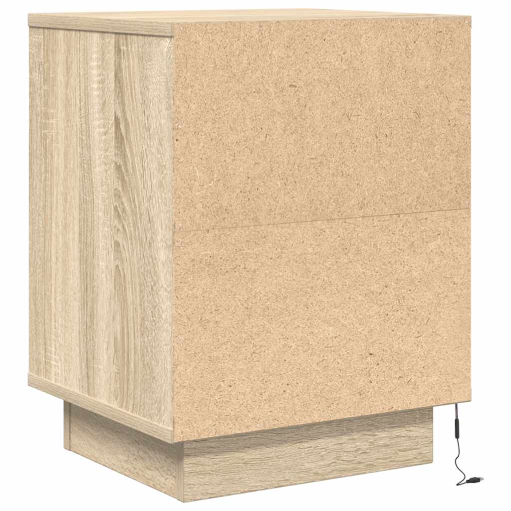 vidaXL Nachttisch mit LED-Leuchten Sonoma-Eiche 38x34x50 cm