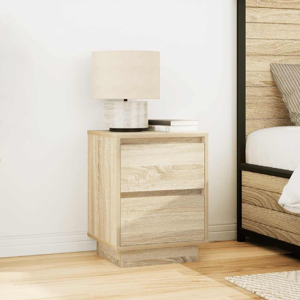 vidaXL Nachttische mit LED-Leuchten 2 Stk. Sonoma-Eiche 38x34x50 cm
