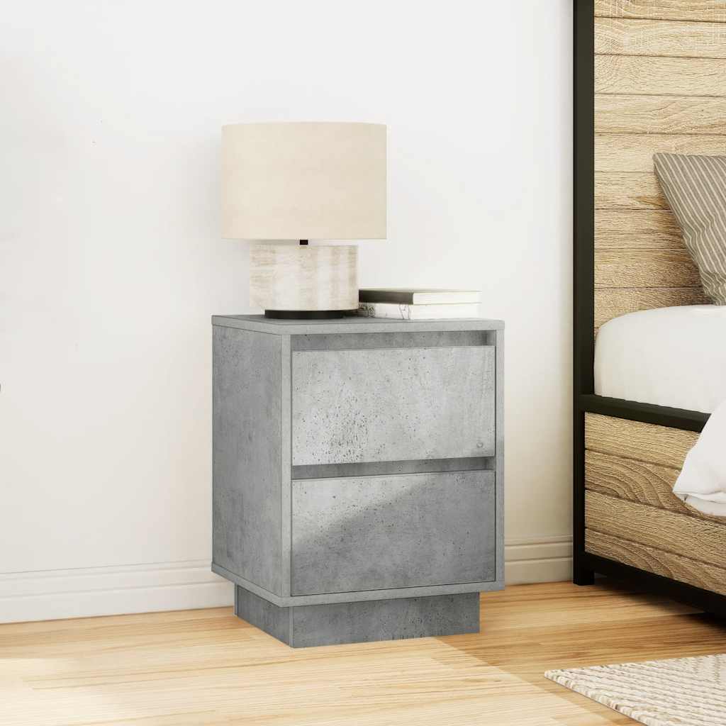 vidaXL Nachttische mit LED-Leuchten 2 Stk. Betongrau 38x34x50 cm