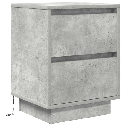 vidaXL Nachttische mit LED-Leuchten 2 Stk. Betongrau 38x34x50 cm