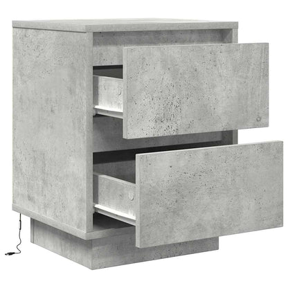 vidaXL Nachttische mit LED-Leuchten 2 Stk. Betongrau 38x34x50 cm
