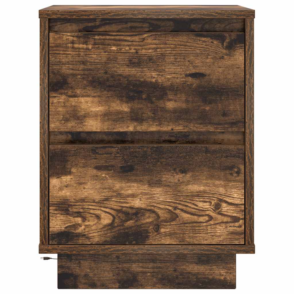 vidaXL Table de chevet avec lumières LED chêne fumé 38x34x50 cm