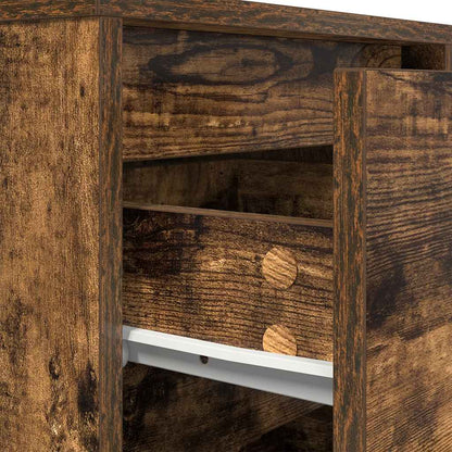 vidaXL Table de chevet avec lumières LED chêne fumé 38x34x50 cm