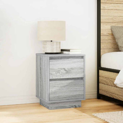 vidaXL Nachttische mit LED-Leuchten 2 Stk. Grau Sonoma 38x34x50 cm
