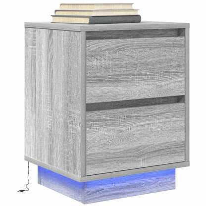 vidaXL Nachttische mit LED-Leuchten 2 Stk. Grau Sonoma 38x34x50 cm