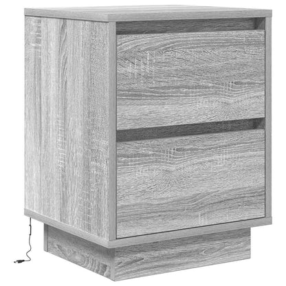 vidaXL Nachttische mit LED-Leuchten 2 Stk. Grau Sonoma 38x34x50 cm