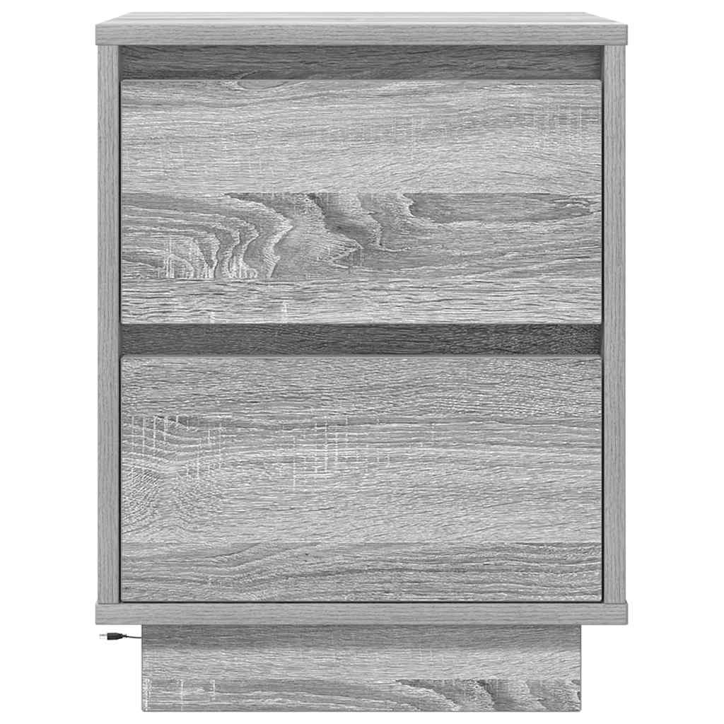 vidaXL Nachttische mit LED-Leuchten 2 Stk. Grau Sonoma 38x34x50 cm