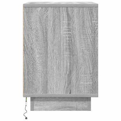 vidaXL Nachttische mit LED-Leuchten 2 Stk. Grau Sonoma 38x34x50 cm