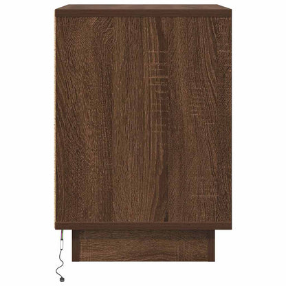 vidaXL Nachttisch mit LED-Leuchten Braun Eichen-Optik 38x34x50 cm