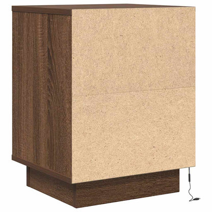 vidaXL Nachttisch mit LED-Leuchten Braun Eichen-Optik 38x34x50 cm