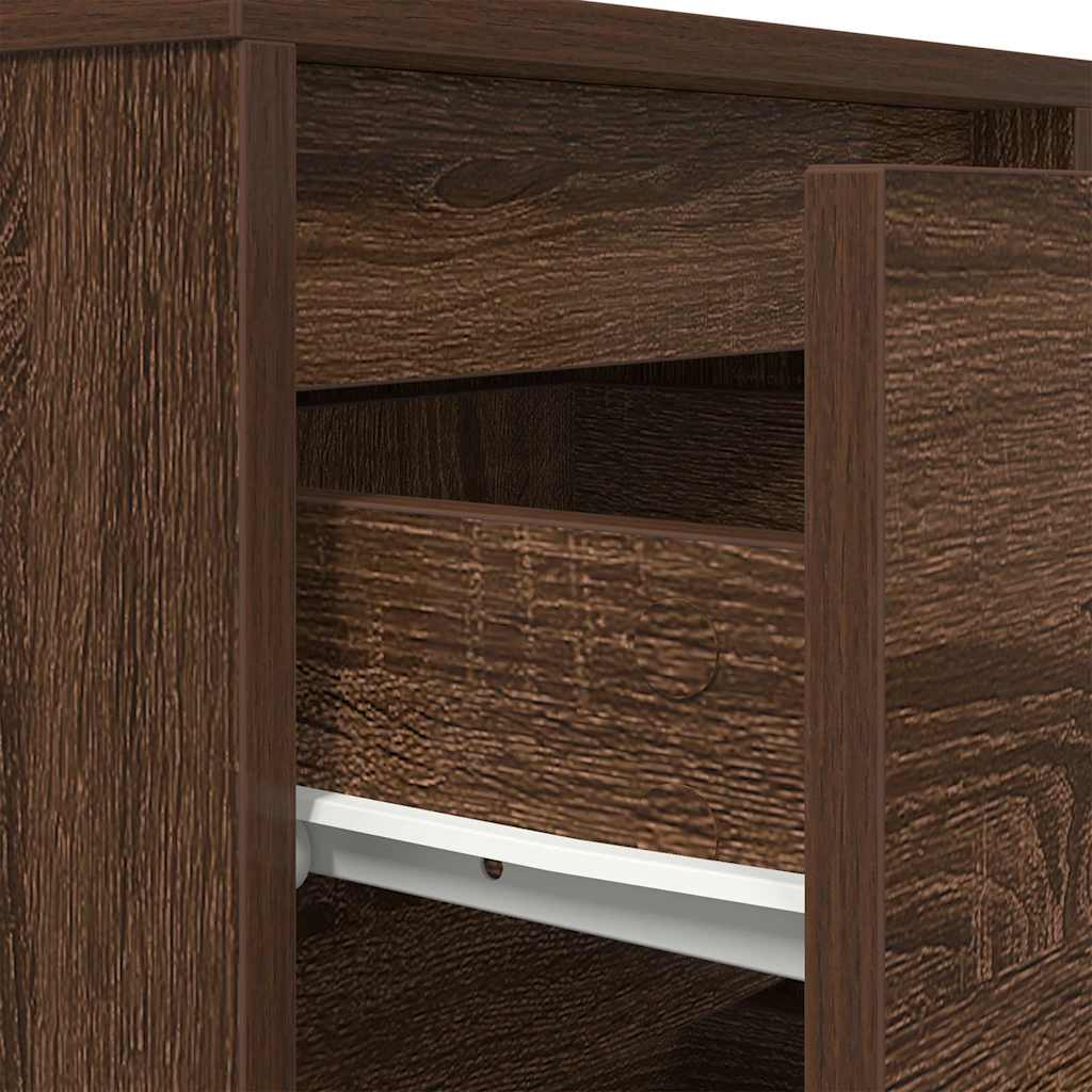 vidaXL Nachttisch mit LED-Leuchten Braun Eichen-Optik 38x34x50 cm