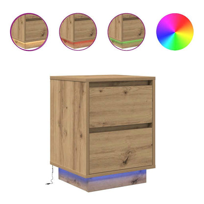 vidaXL Tables de chevet avec lumières LED 2 pcs Chêne artisan 38x34x50 cm