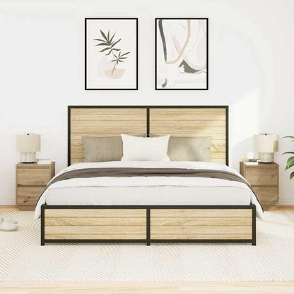 vidaXL Tables de chevet avec lumières LED 2 pcs Chêne artisan 38x34x50 cm