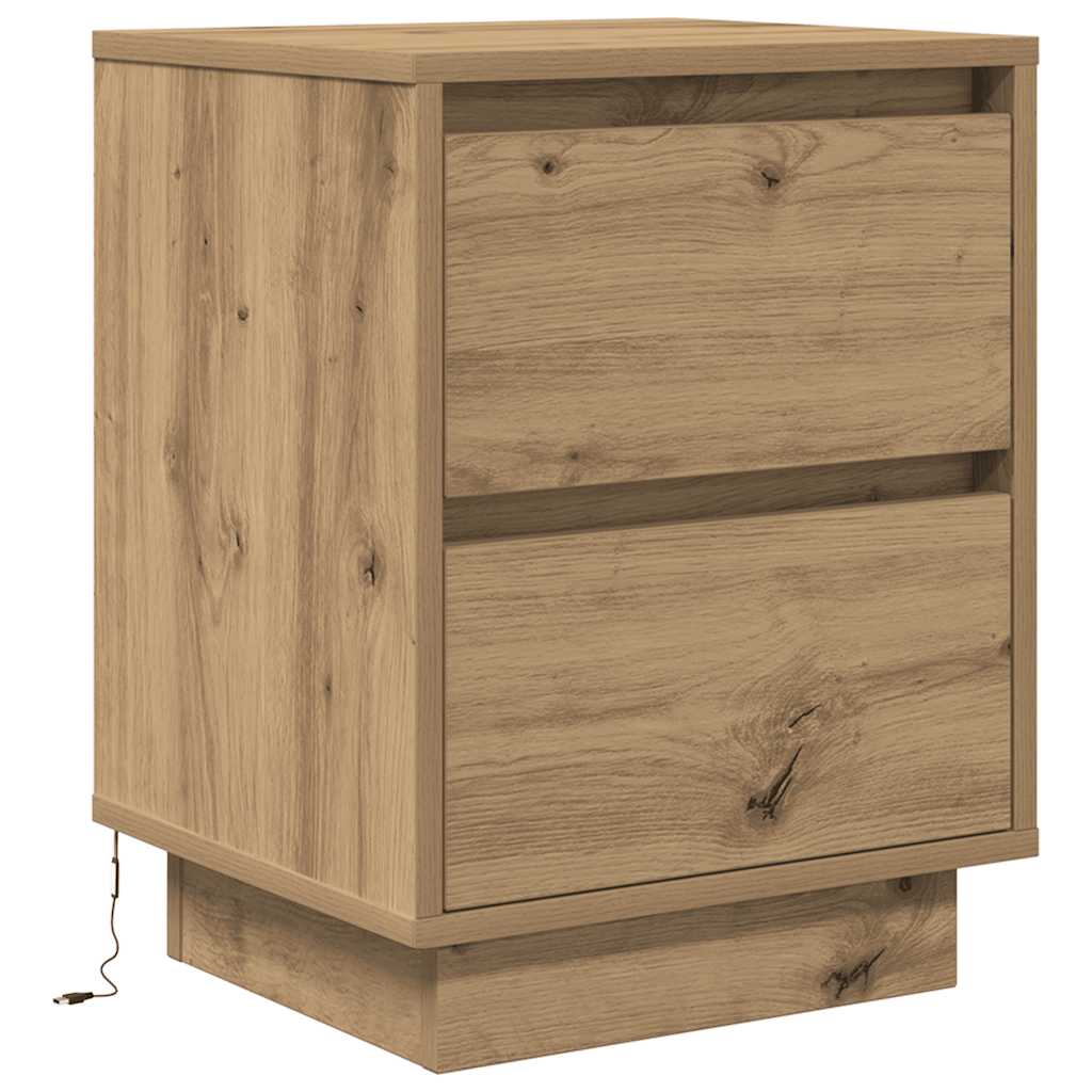 vidaXL Tables de chevet avec lumières LED 2 pcs Chêne artisan 38x34x50 cm