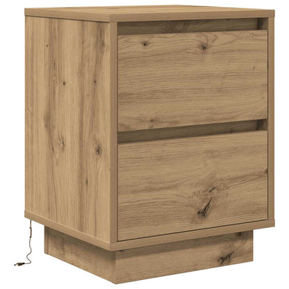 vidaXL Tables de chevet avec lumières LED 2 pcs Chêne artisan 38x34x50 cm