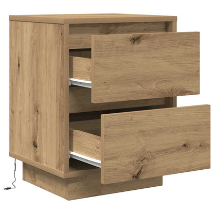 vidaXL Tables de chevet avec lumières LED 2 pcs Chêne artisan 38x34x50 cm
