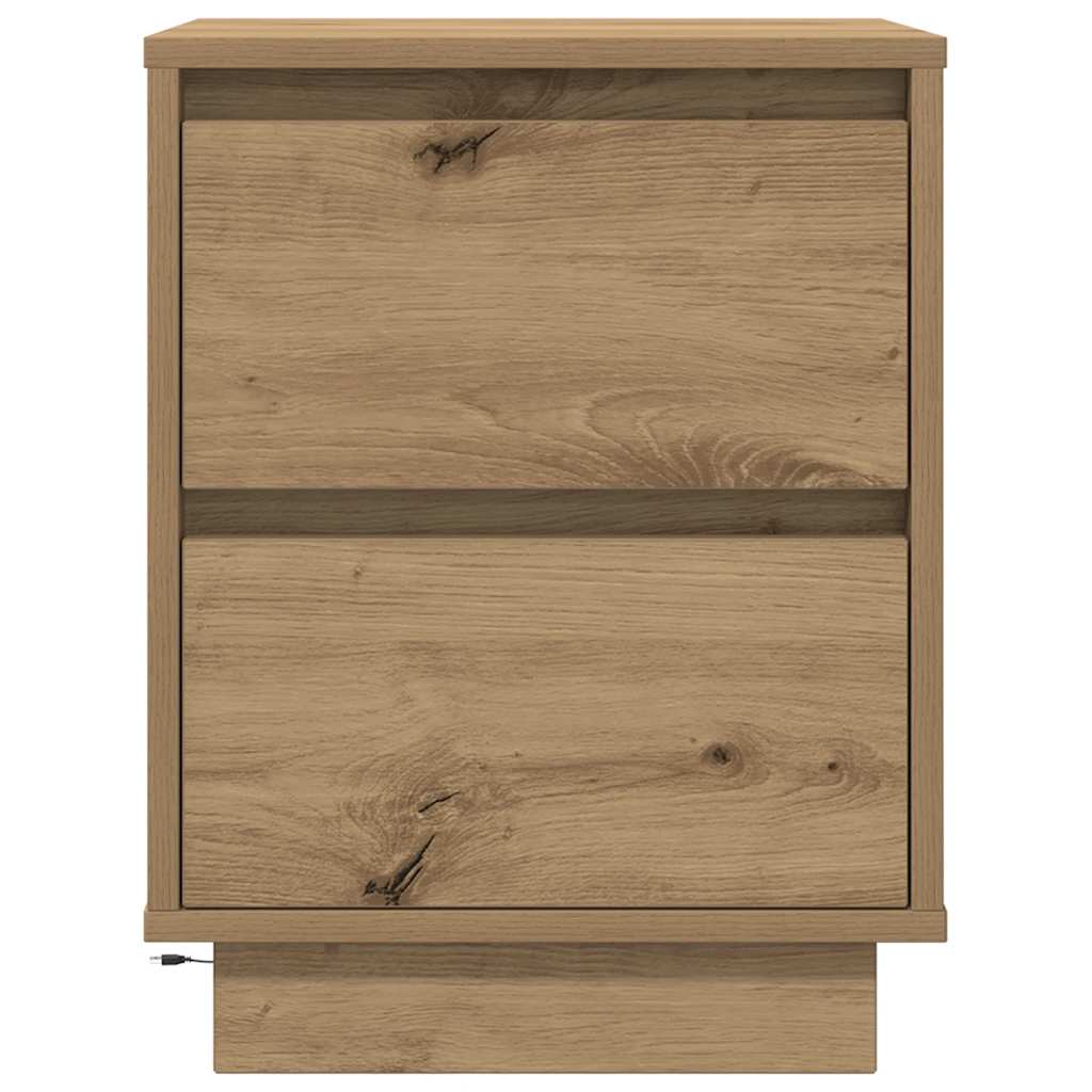 vidaXL Tables de chevet avec lumières LED 2 pcs Chêne artisan 38x34x50 cm