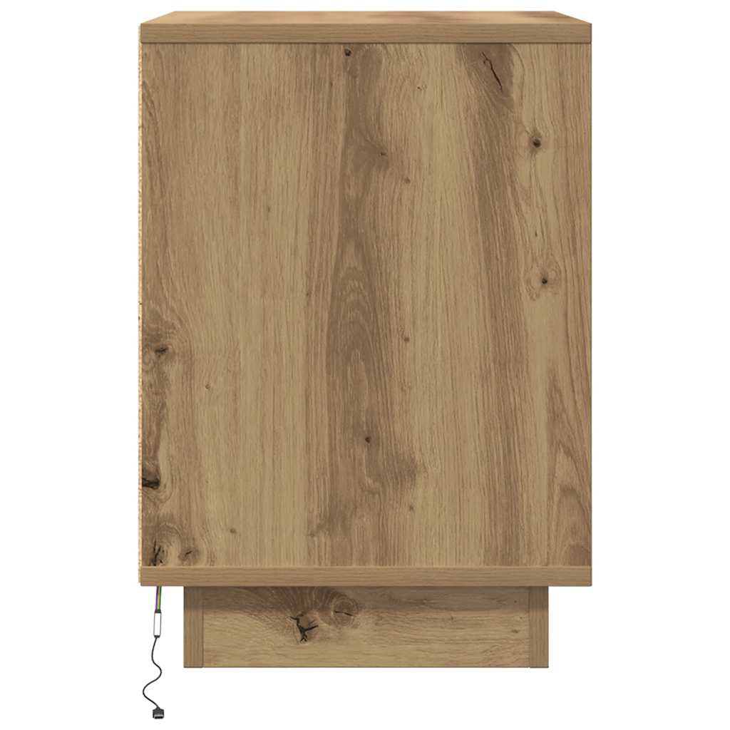 vidaXL Tables de chevet avec lumières LED 2 pcs Chêne artisan 38x34x50 cm