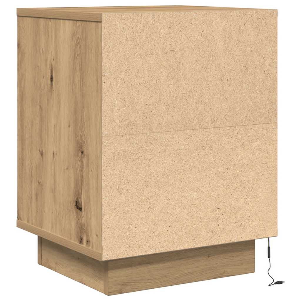 vidaXL Tables de chevet avec lumières LED 2 pcs Chêne artisan 38x34x50 cm