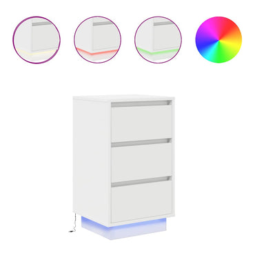 vidaXL Nachttisch mit LED-Leuchten Weiß 38x34x65 cm