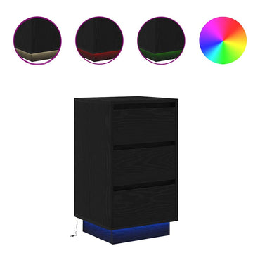 vidaXL Nachttisch mit LED-Leuchten Schwarz 38x34x65 cm
