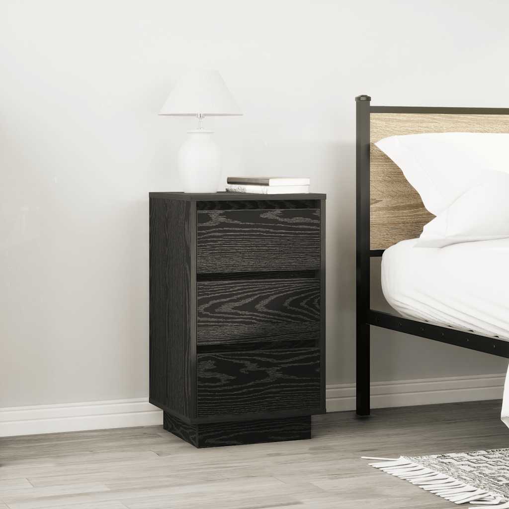 vidaXL Nachttisch mit LED-Leuchten Schwarz 38x34x65 cm
