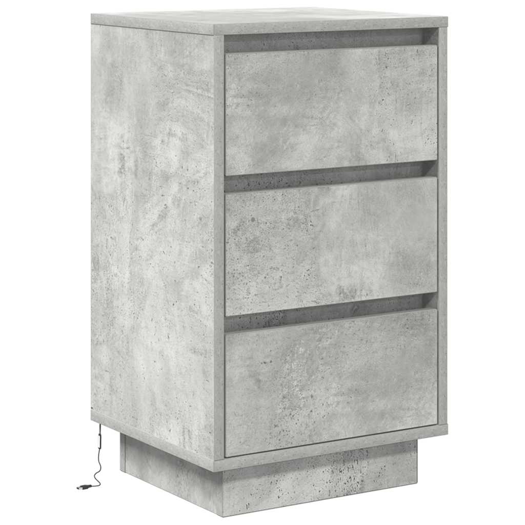 vidaXL Nachttisch mit LED-Leuchten Betongrau 38x34x65 cm