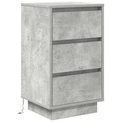 vidaXL Nachttisch mit LED-Leuchten Betongrau 38x34x65 cm