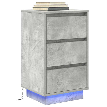 vidaXL Nachttisch mit LED-Leuchten Betongrau 38x34x65 cm