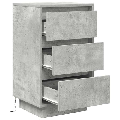 vidaXL Nachttisch mit LED-Leuchten Betongrau 38x34x65 cm