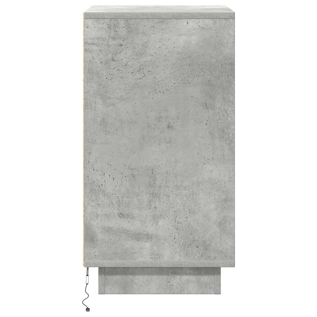 vidaXL Nachttisch mit LED-Leuchten Betongrau 38x34x65 cm