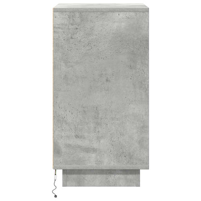 vidaXL Nachttisch mit LED-Leuchten Betongrau 38x34x65 cm
