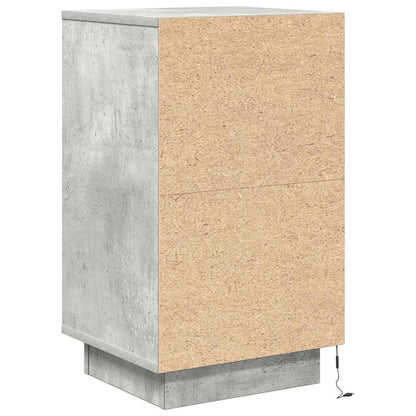 vidaXL Nachttisch mit LED-Leuchten Betongrau 38x34x65 cm
