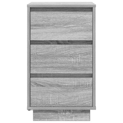 vidaXL Nachttisch mit LED-Leuchten Grau Sonoma 38x34x65 cm
