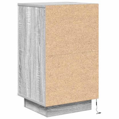 vidaXL Nachttisch mit LED-Leuchten Grau Sonoma 38x34x65 cm