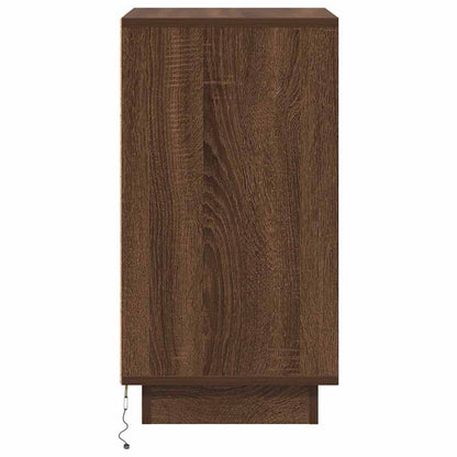 vidaXL Nachttisch mit LED-Leuchten Braun Eichen-Optik 38x34x65 cm