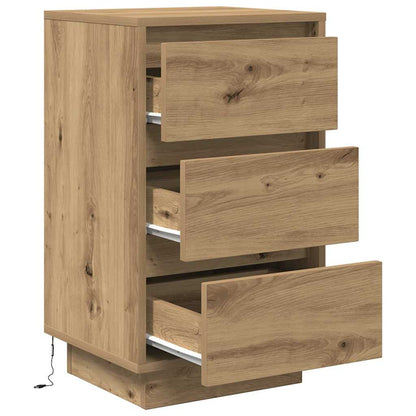 vidaXL Nachttisch mit LED-Leuchten Artisan-Eiche 38x34x65 cm