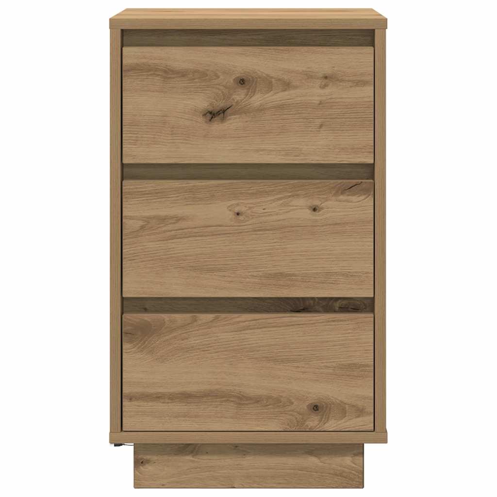 vidaXL Nachttisch mit LED-Leuchten Artisan-Eiche 38x34x65 cm