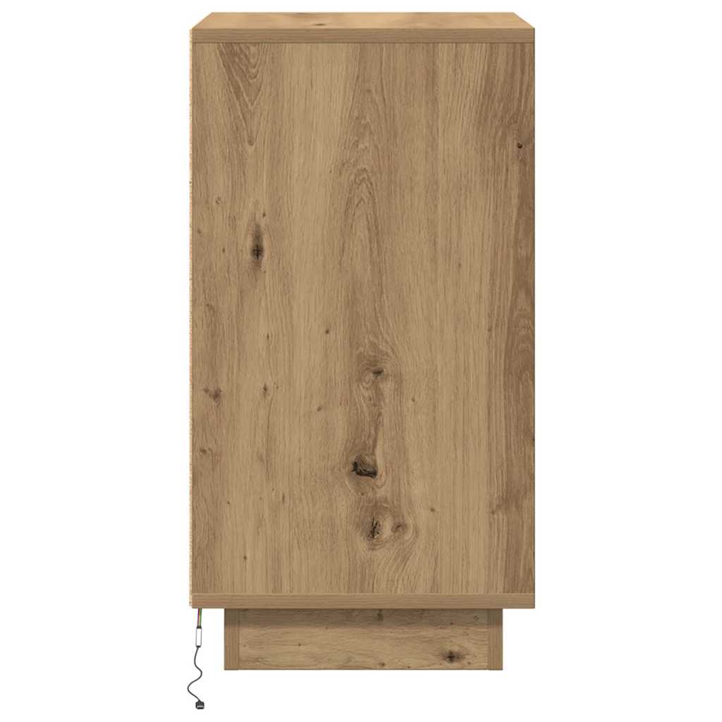 vidaXL Nachttisch mit LED-Leuchten Artisan-Eiche 38x34x65 cm