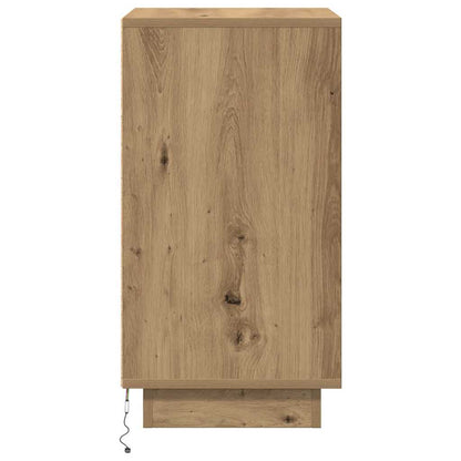 vidaXL Nachttisch mit LED-Leuchten Artisan-Eiche 38x34x65 cm