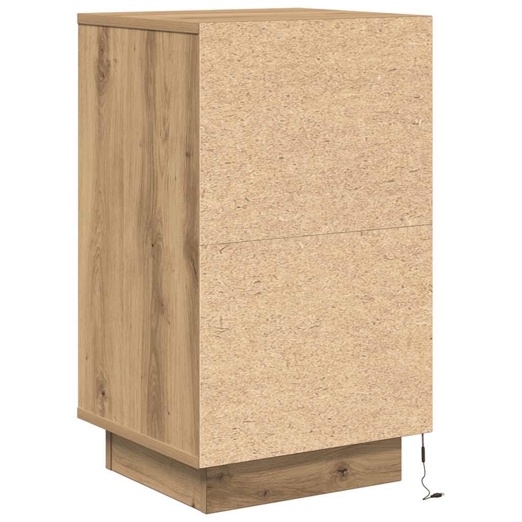 vidaXL Nachttisch mit LED-Leuchten Artisan-Eiche 38x34x65 cm