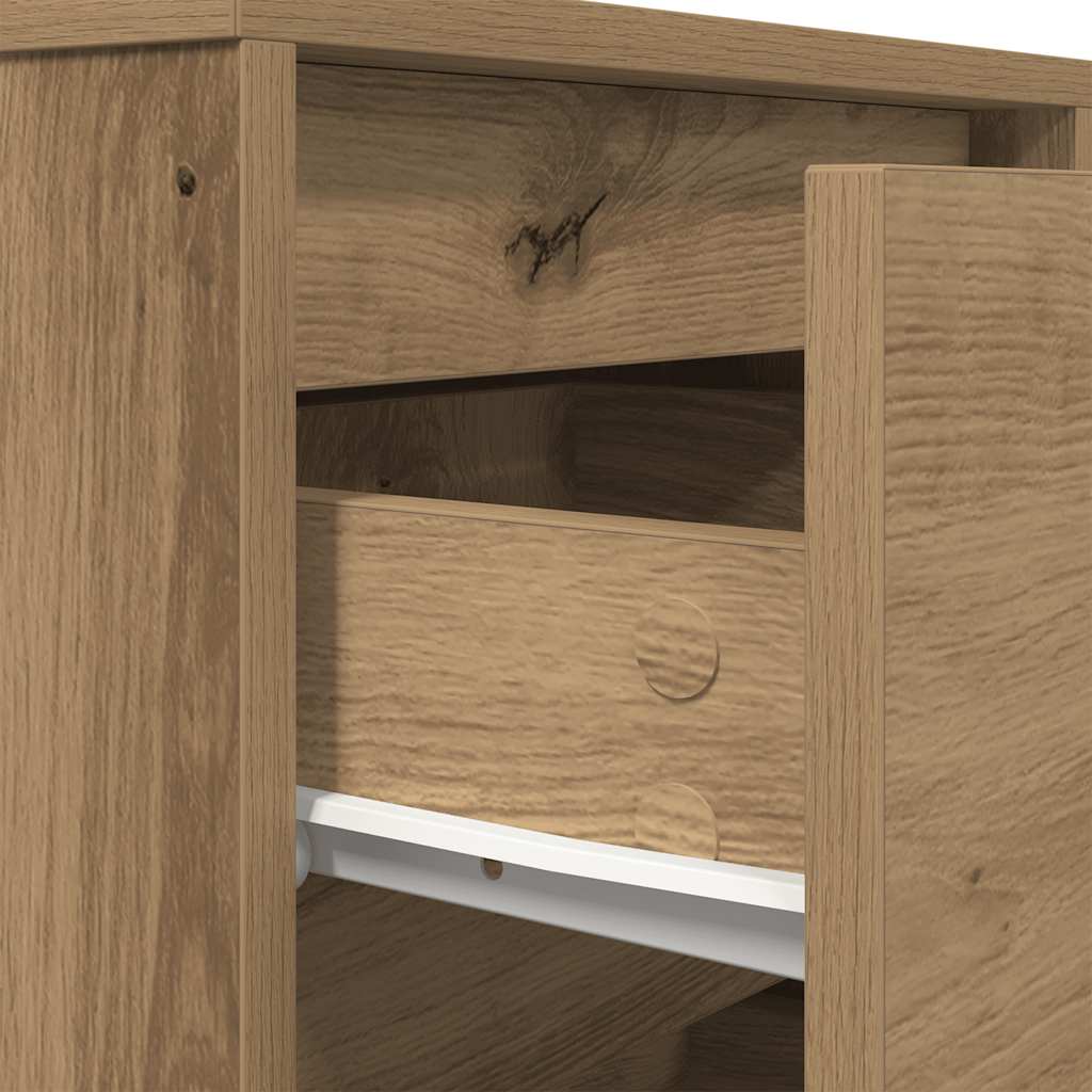 vidaXL Nachttisch mit LED-Leuchten Artisan-Eiche 38x34x65 cm