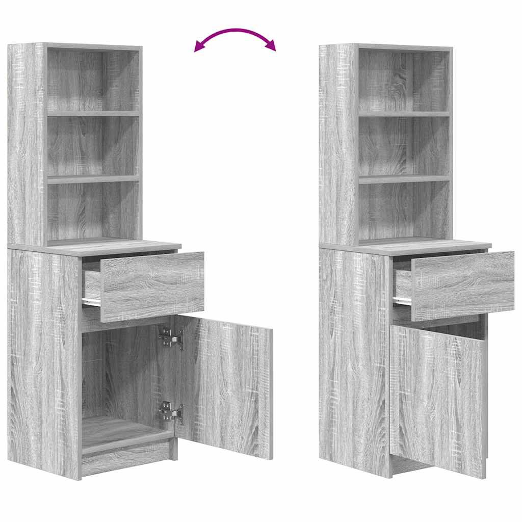 vidaXL Nachttisch Grau Sonoma 39x35x125 cm Holzwerkstoff