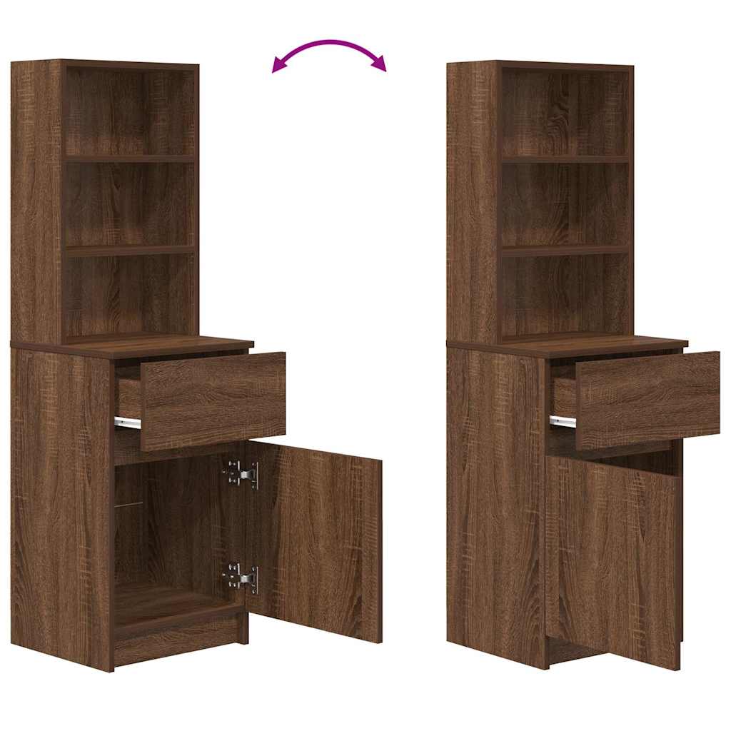 vidaXL Nachttisch Braun Eichen-Optik 39x35x125 cm Holzwerkstoff