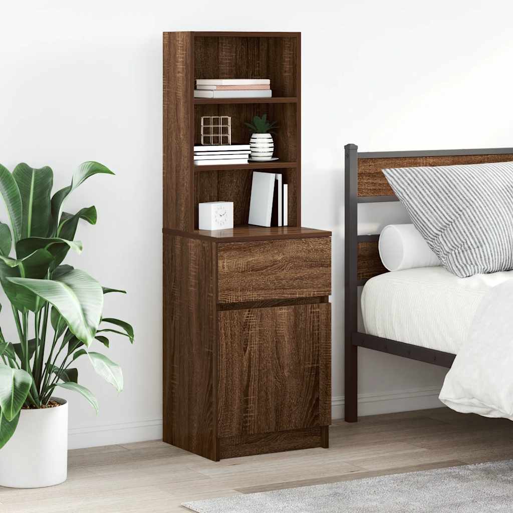 vidaXL Nachttisch Braun Eichen-Optik 39x35x125 cm Holzwerkstoff